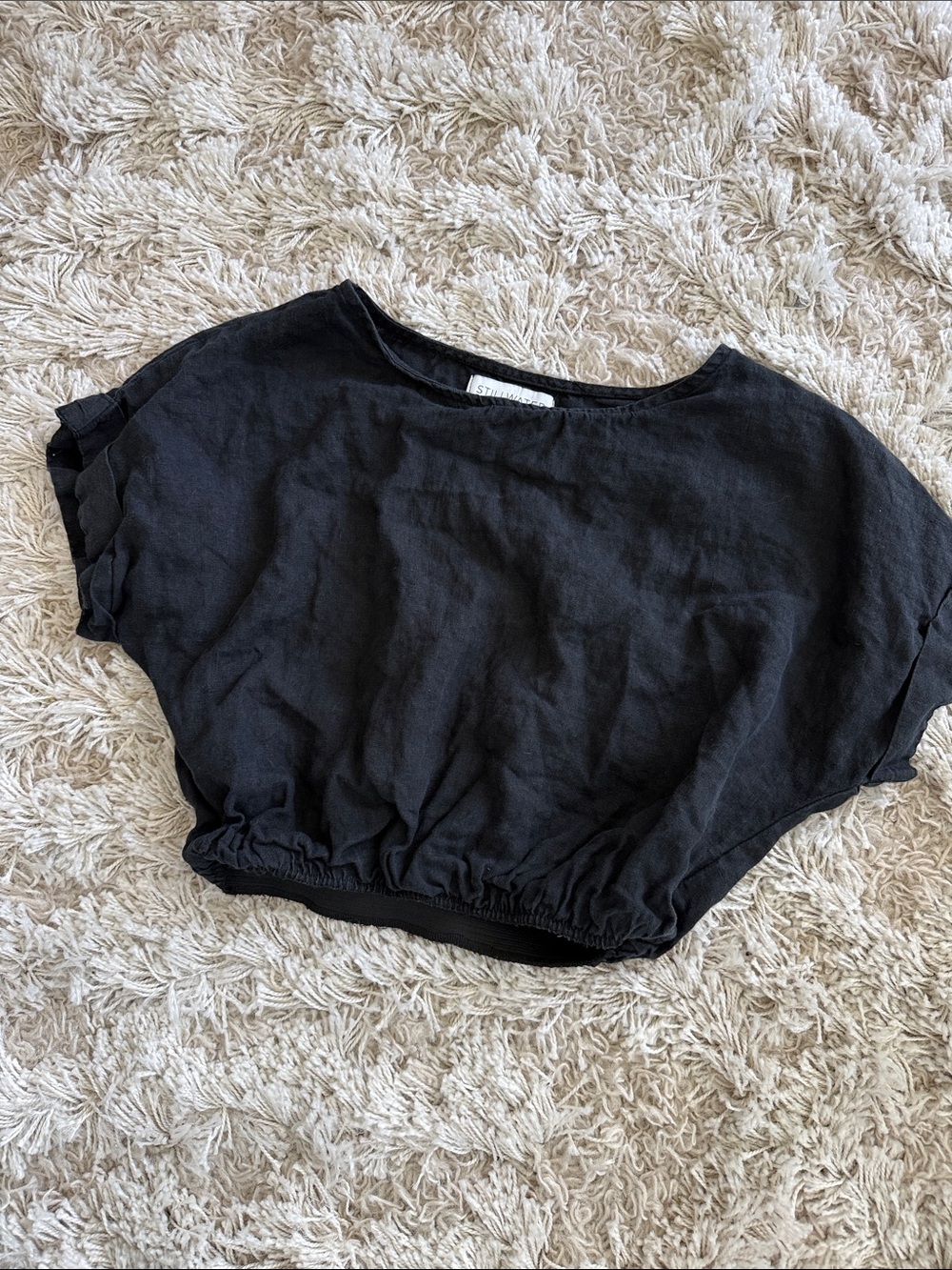 Stillwater Linen Blend Crop Top The Pacific Crop Tee - Picture 4 of 7